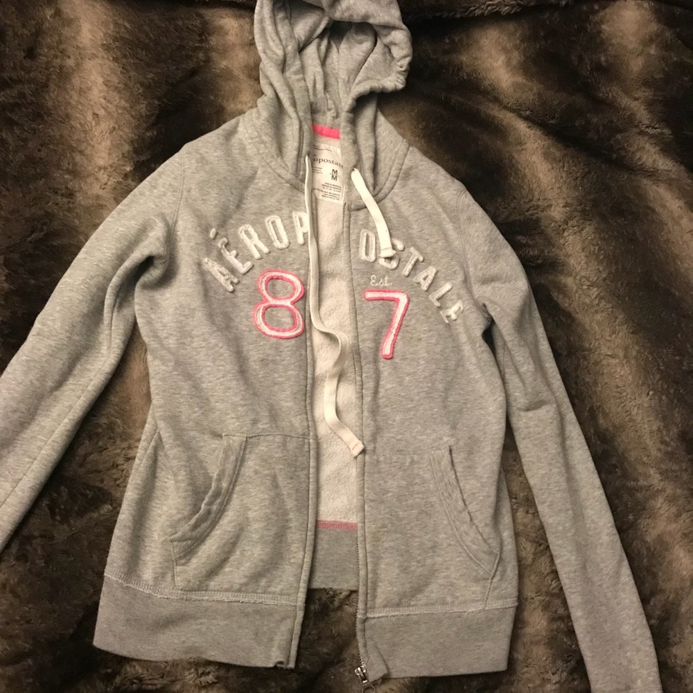 grey aesropostale zip up hoodie